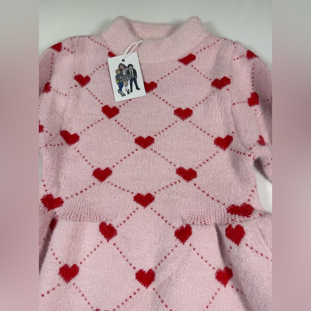 NWT LOLA AND THE BOYS Sweetheart Pink Mock Neck Sweater Dress Valentine Size 12T - Picture 3 of 10